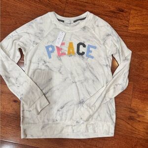 PJ Salvage Marble Sweatshirt with Peace Graphic NWT S